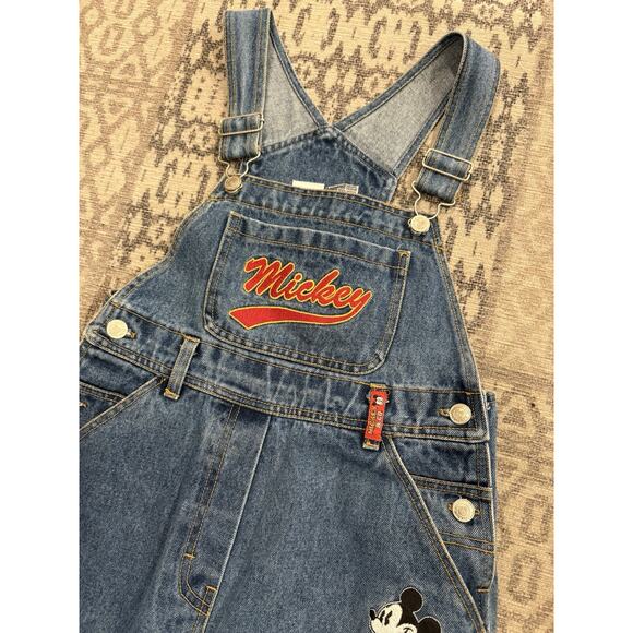Vintage 90's Disney Mickey & Co Denim Bib Short Overalls Size 10 Unisex Classic - Picture 4 of 15